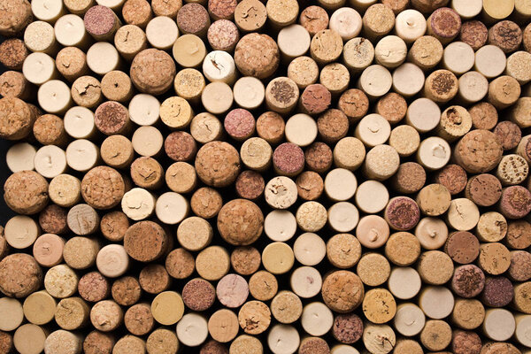 Set of different wine corks background