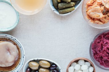 gut sağlık için fermente probiyotik gıdaların çeşitli
