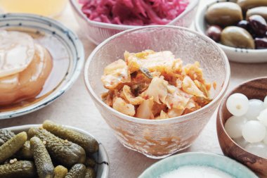 gut sağlık için fermente probiyotik gıdaların çeşitli