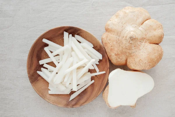 Raw Jicama Μεξικάνικο Γογγύλια Κετογονική Τρόφιμα — Φωτογραφία Αρχείου