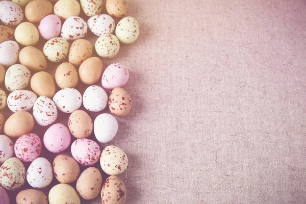 Pasqua Pastello Uova Macchiettate Selettivo Spazio Copia Sfondo Tonificante — Foto Stock