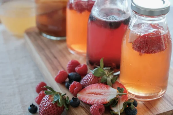 Kombucha Második Fermented Gyümölcstea Probiotikus Élelmiszer — Stock Fotó