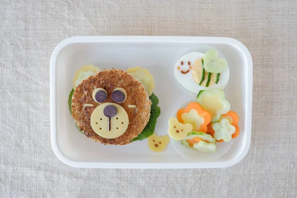 Scatola Pranzo Orsi Calabroni Divertente Arte Alimentare Bambini — Foto Stock