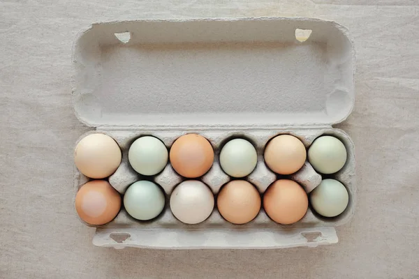 Organic free range eggs in carton box, ketogenic diet.