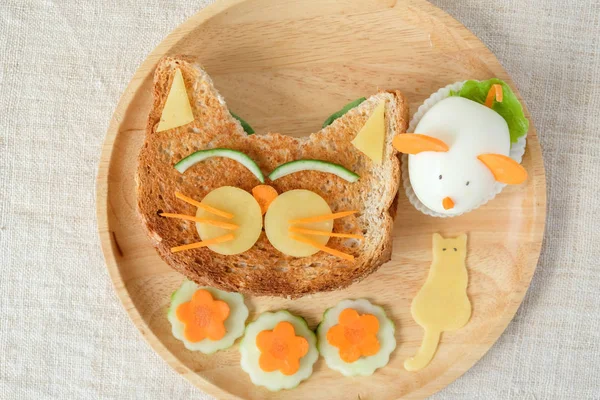 Prato Almoço Gato Rato Arte Comida Divertida Para Crianças — Fotografia de Stock