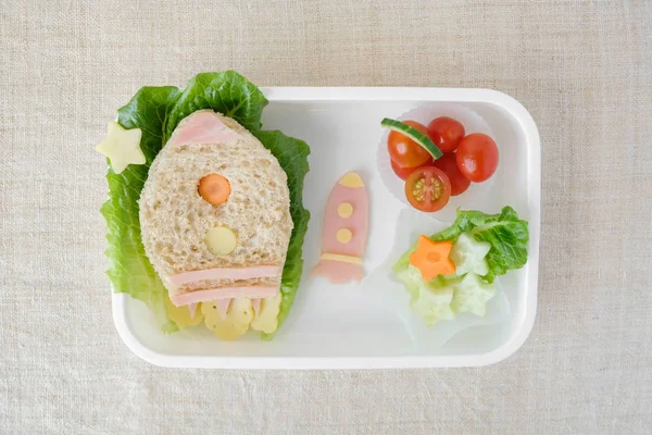 Rakieta Pudełko Lunch Zabawa Sztuka Jedzenie Dla Dzieci — Zdjęcie stockowe
