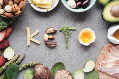 Sağlıklı gıda, Ketogenic diyet, düşük karbonhidrat arka plan.