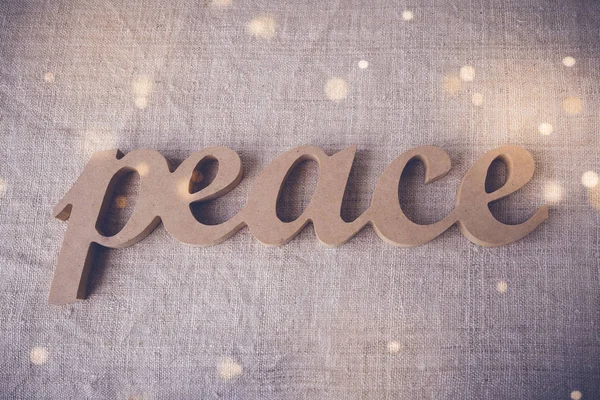 Peace Word Fairy Light Toning Background — Stock Photo, Image
