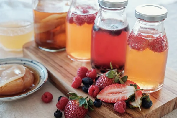 Kombucha Secondo Frutta Fermentata Cibo Probiotico — Foto Stock