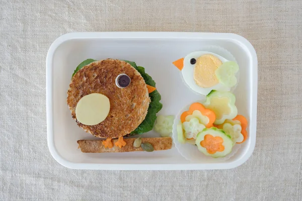 Vogel Van Doos Van Lunch Leuke Voedsel Kunst Voor Kinderen — Stockfoto