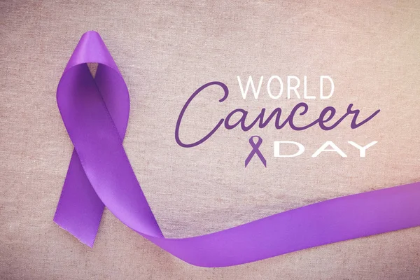 Purple Ribbon World Cancer Day — Stock Photo, Image