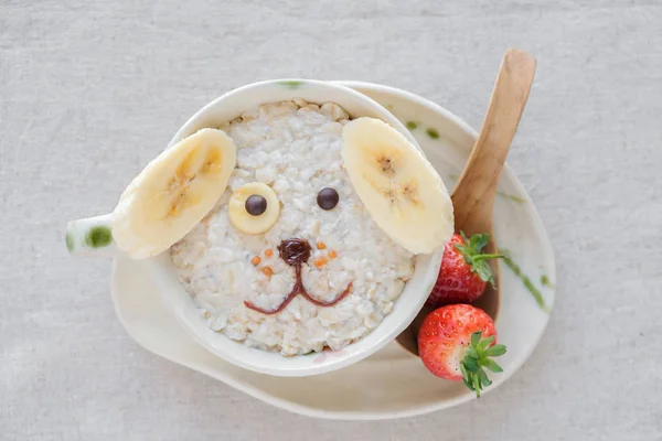Овсяная Каша Собак Завтрак Развлечения Искусство Питания Детей — стоковое фото