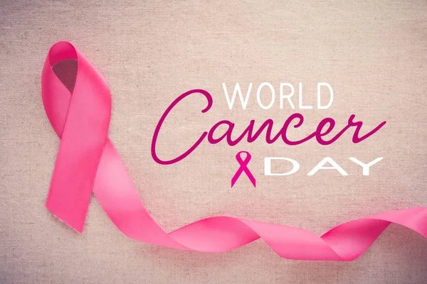 Pink ribbon, World cancer day.