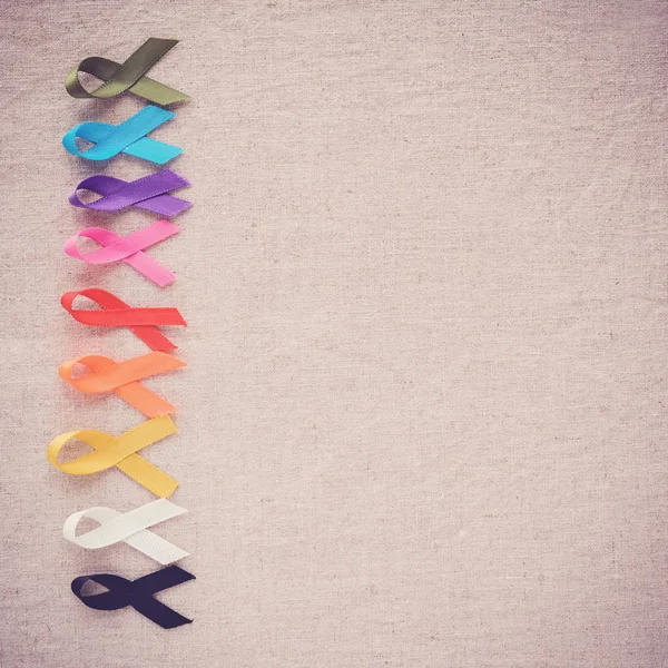 Colorful Ribbons Cancer Awareness World Cancer Day Background — Stock Photo, Image