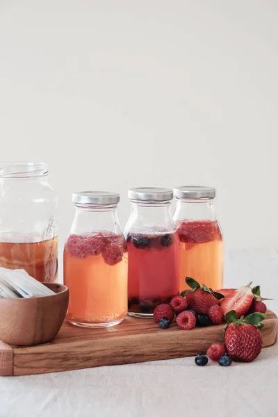 Kombucha Deuxième Thé Aux Fruits Fermentés Probiotique Alimentaire — Photo