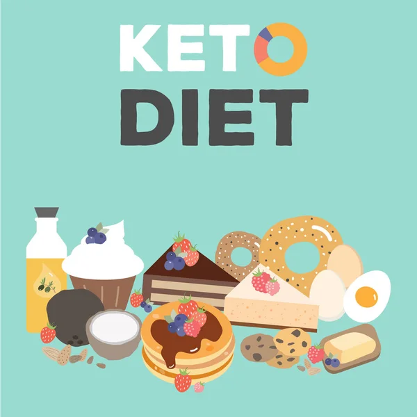 Makanan Diet Ketogenik Rendah Karbohidrat Ilustrasi Vektor - Stok Vektor