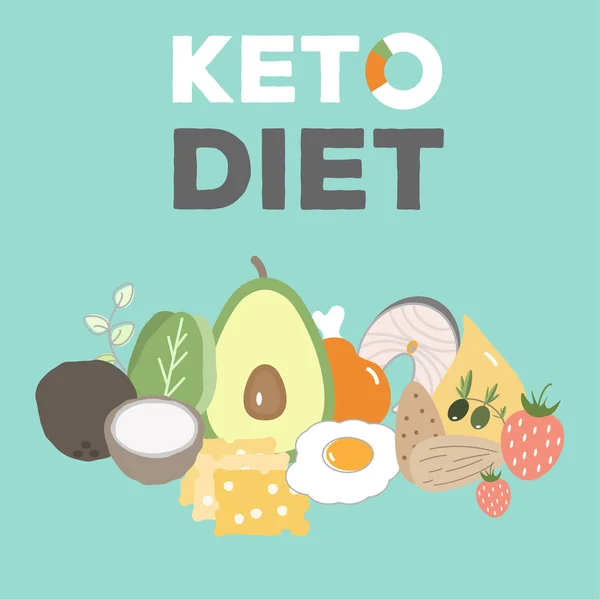 Ketogen Dietmat Hög Hälsosamma Fetter Vektorillustration — Stock vektor