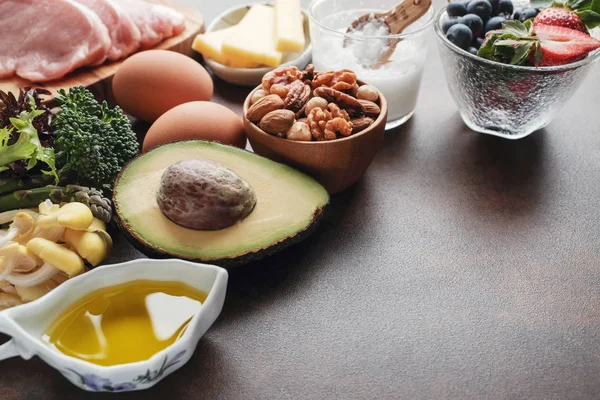 Ketogene Ernährung Wenig Kohlenhydrate Viel Fett Gesunde Ernährung — Stockfoto