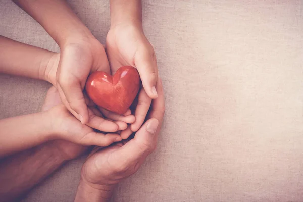 Hands Holding Red Heart Health Insurance Donation Concept — Stock Photo, Image