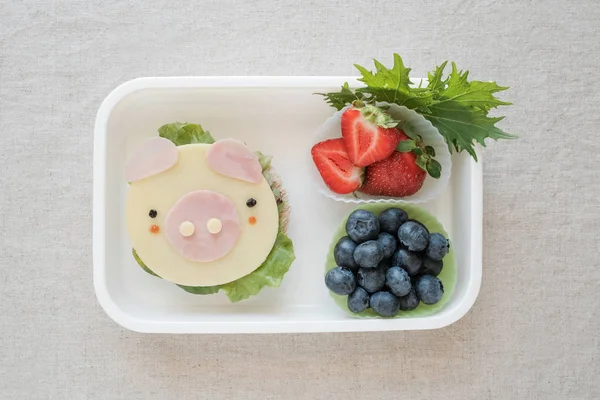 Almoço Porco Bonito Arte Comida Divertida Para Crianças Ano Comida — Fotografia de Stock