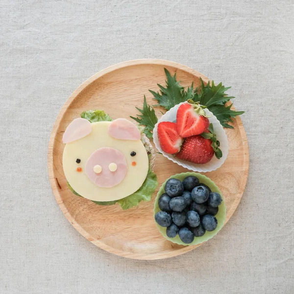 Makan Siang Babi Yang Lucu Seni Makanan Yang Menyenangkan Untuk — Stok Foto