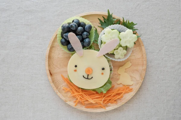 Easter bunny lunch plate, fun food art for kids