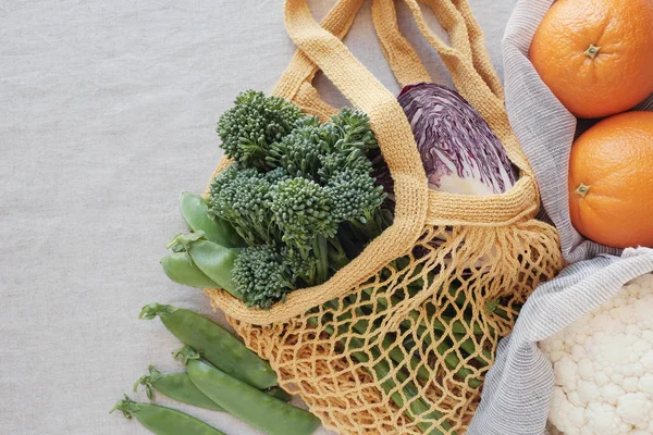 Vegetables Fruits Reusable Bag Eco Living Plastic Free Zero Waste — Stock Photo, Image
