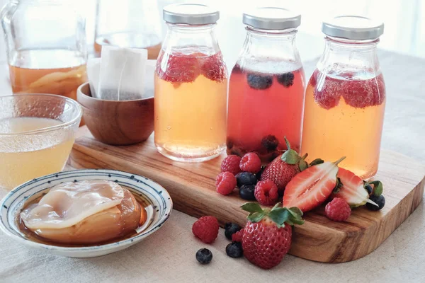 Kombucha second Fermented fruit tea, Probiotic food