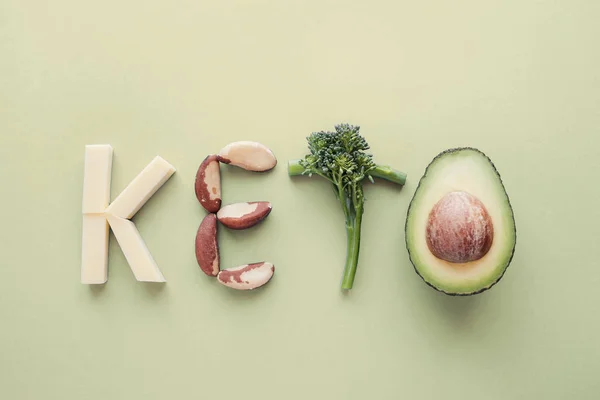 Keto, dieta cetogénica, bajo en carbohidratos, alimentos saludables —  Fotos de Stock