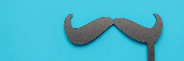 Mustache on blue background , Prostate Cancer Awareness, Movembe — Stock Photo, Image