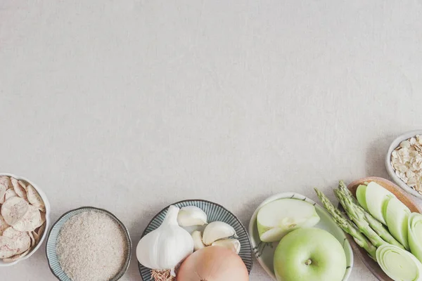 Vielfalt Präbiotischen Lebensmitteln Für Die Darmgesundheit Kohlenhydratarme Ernährung Milch Und — Stockfoto