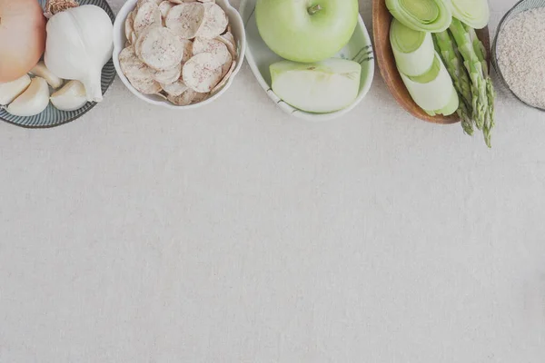 Vielfalt Präbiotischen Lebensmitteln Für Die Darmgesundheit Kohlenhydratarme Ernährung Milch Und — Stockfoto