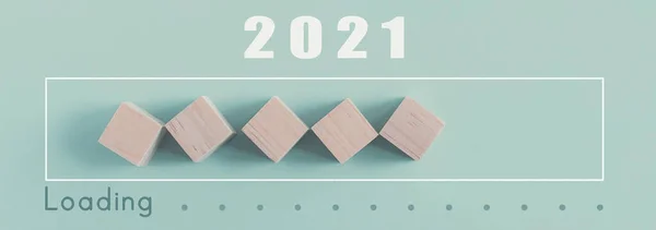 Wooden Blocks Loading Bar 2021 Goal Planning Business Concept — Stock Photo, Image