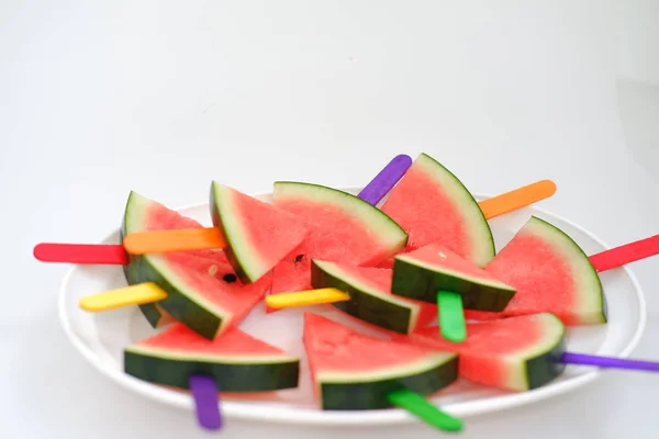 Watermelon Slice White Background — Stock Photo, Image