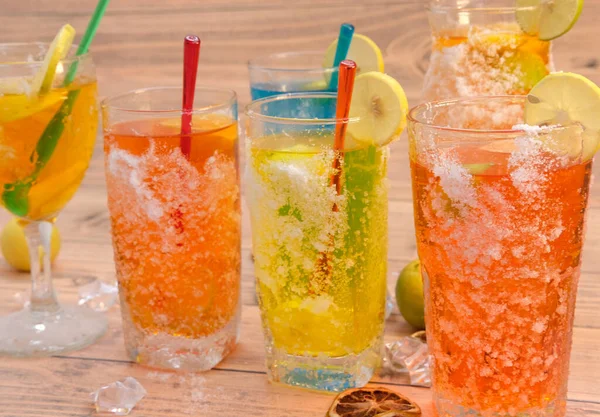 Cool Drink Cocktails Table Background Space Text — Stock Photo, Image