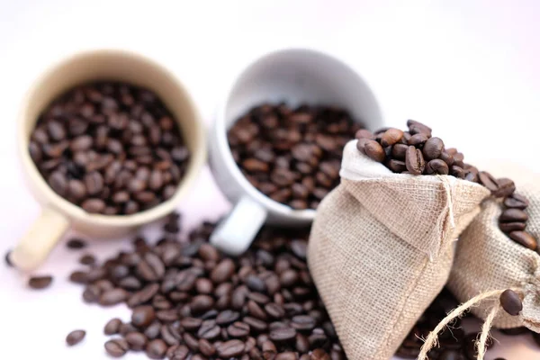 Coffee Cup Coffee Beans Close Background — ストック写真