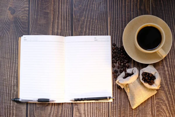 Kaffeetasse Auf Holztisch Hintergrundraum Für Text — Stockfoto