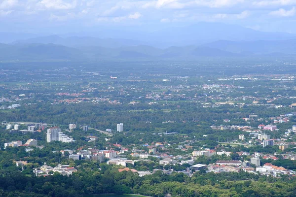 Piękny Widok Góry Cityscape Chiangmai Północnej Tajlandii — Zdjęcie stockowe