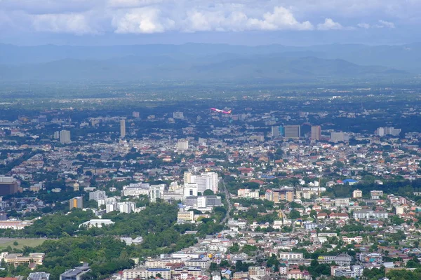 Piękny Widok Góry Cityscape Chiangmai Północnej Tajlandii — Zdjęcie stockowe