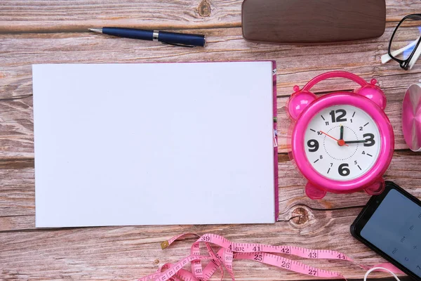 Ovanifrån Bord Kontor Bakgrund Och Utrymme För Text — Stockfoto