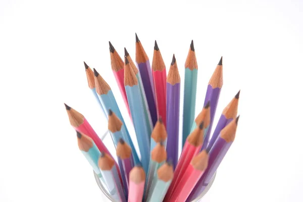 Back School Close Pencil White Background — Stock Photo, Image