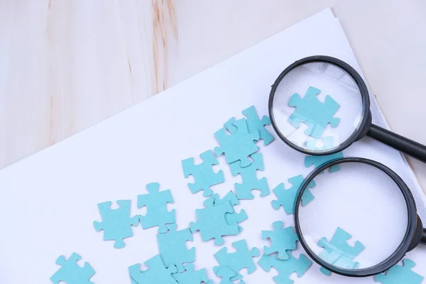 Close Jigsaw Puzzle Business Solutions Success Strategy Concept Businessman Concept — Stock Photo, Image