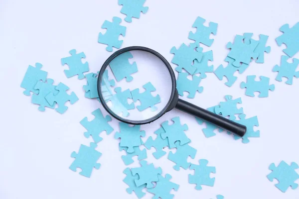 Close Jigsaw Puzzle Business Solutions Success Strategy Concept Businessman Concept — Stock Photo, Image