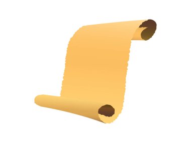 Beyaz zemin üzerinde izole edilmiş eski boş antika parşömen kağıdı, 3D görüntüleme