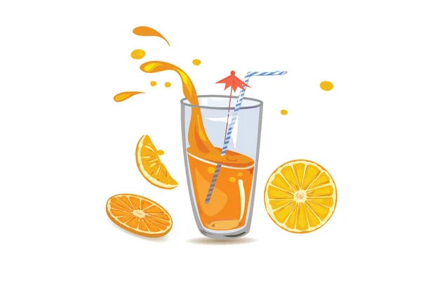 Glass Juice Lemon Orange Slices — Stock Photo, Image