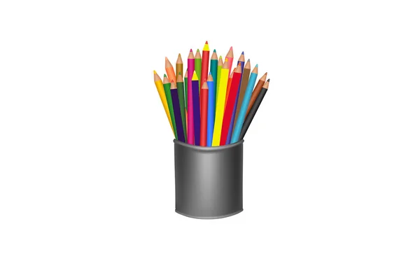 Rendering Colorful Pencil Isolated White Background — Stock Photo, Image