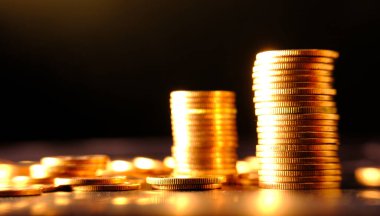 Bulanık arkaplanda bozuk para yığını 