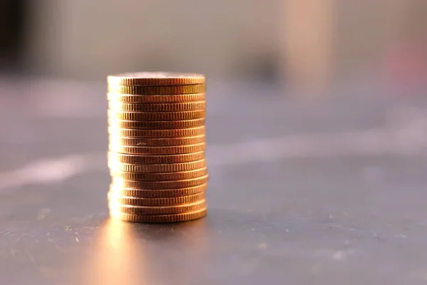 Stack Coins Blurred Background — Stock Photo, Image