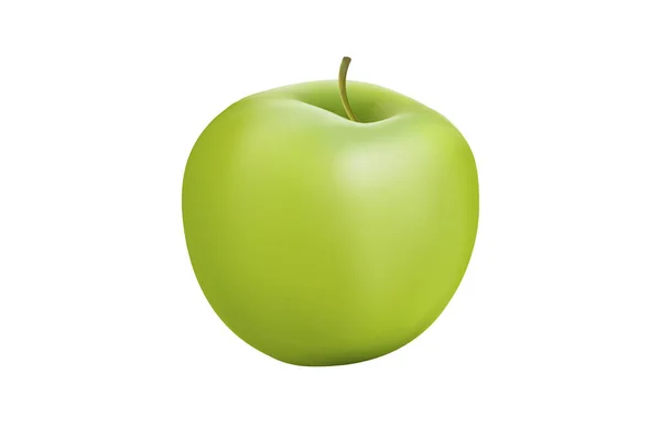 Rendering Green Apple Isolated White Background — Stock Photo, Image