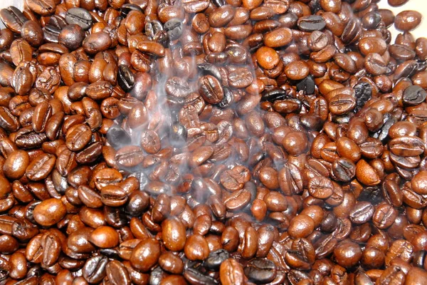Nahaufnahme Geröstete Kaffeebohnen Hintergrund Und Textur — Stockfoto